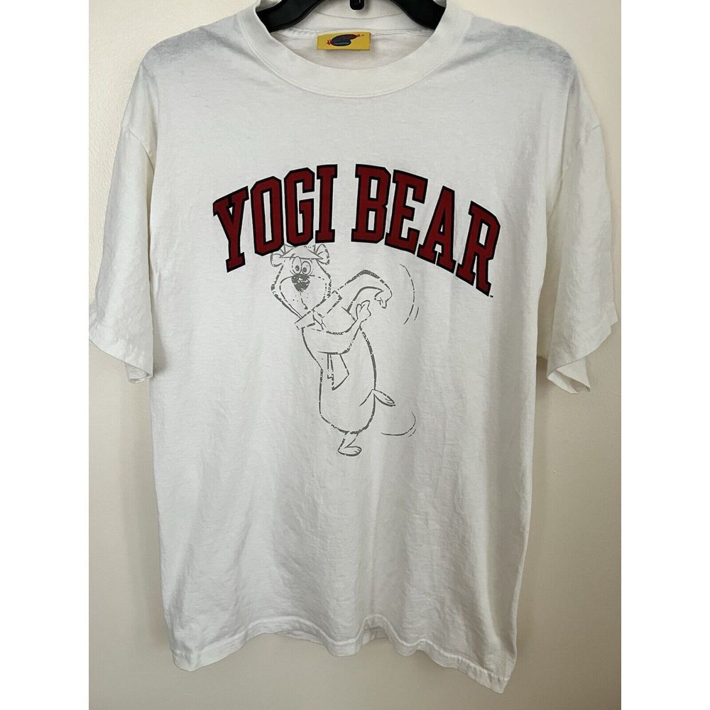 VTG Retro‎ Style Yogi Bear  White Shirt Men's Large Hanna Barbera Cartoon